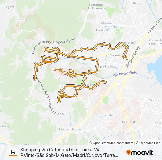 101 LINHA INTERBAIRROS DE PALHOÇA Bus Line Map