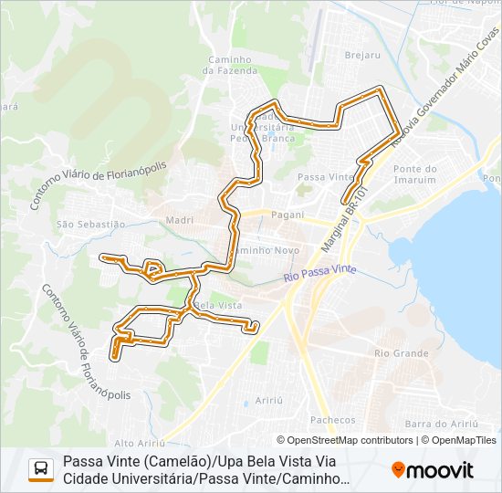 Mapa da linha 101 LINHA INTERBAIRROS DE PALHOÇA de ônibus