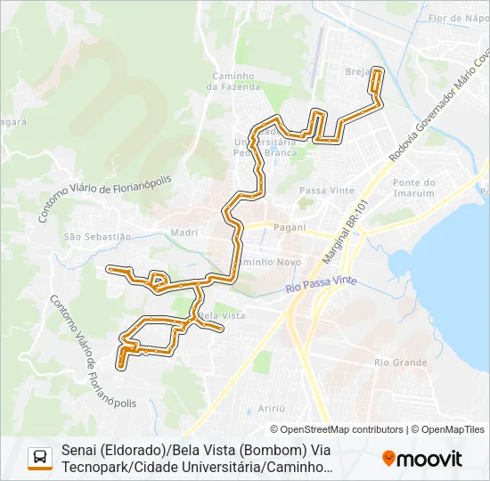 101 LINHA INTERBAIRROS DE PALHOÇA Bus Line Map