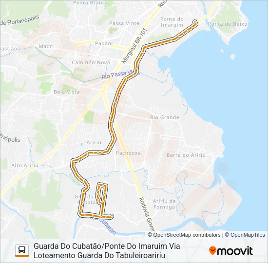 3032 GUARDA/PALHOÇA (PRAÇA) VIA ARIRIU Bus Line Map