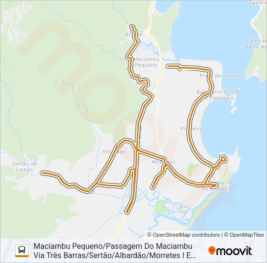 Mapa da linha 01 SERTÃO DO CAMPO/PASSAGEM DO MACIAMBU de ônibus
