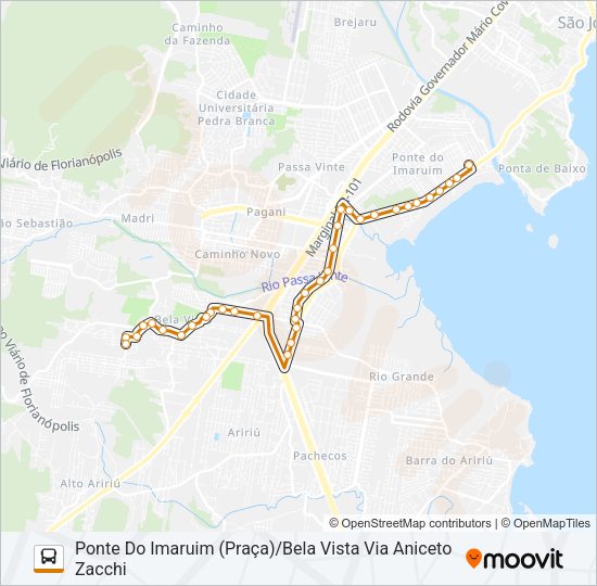 Mapa da linha 403 BELA VISTA/PONTE DO IMARUIM (PRAÇA) de ônibus