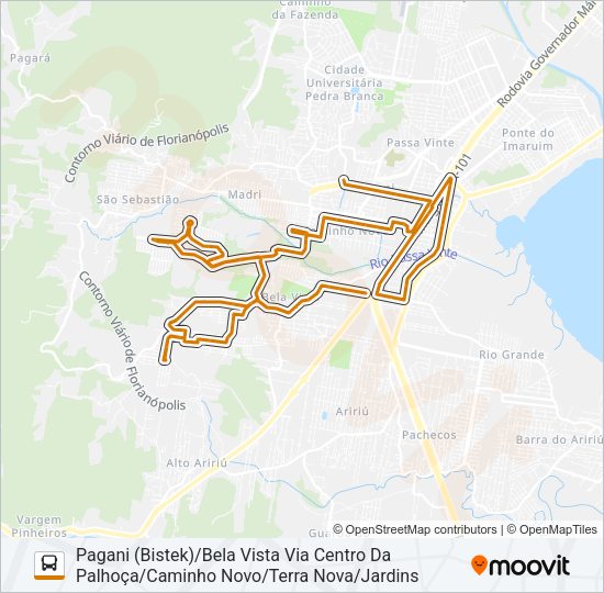Mapa da linha 403 BELA VISTA/PONTE DO IMARUIM (PRAÇA) de ônibus