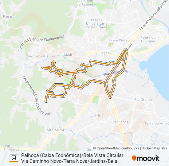 Mapa da linha 403 BELA VISTA/PONTE DO IMARUIM (PRAÇA) de ônibus