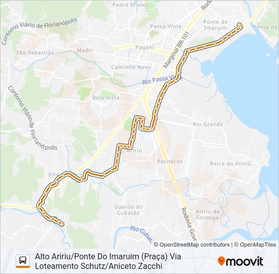 Mapa da linha 353 ALTO ARIRIU/PONTE DO IMARUIM (PRAÇA) de ônibus