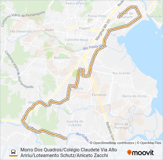 Mapa da linha 353 ALTO ARIRIU/PONTE DO IMARUIM (PRAÇA) de ônibus