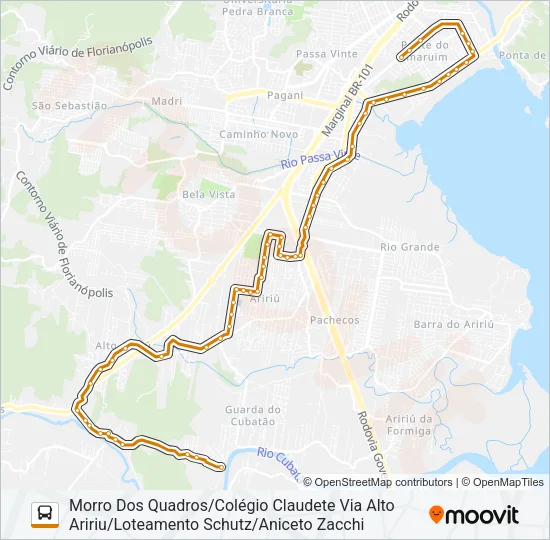 Mapa da linha 353 ALTO ARIRIU/PONTE DO IMARUIM (PRAÇA) de ônibus
