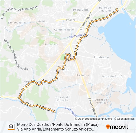 Mapa da linha 353 ALTO ARIRIU/PONTE DO IMARUIM (PRAÇA) de ônibus