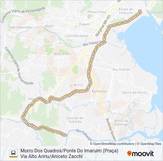 Mapa da linha 353 ALTO ARIRIU/PONTE DO IMARUIM (PRAÇA) de ônibus