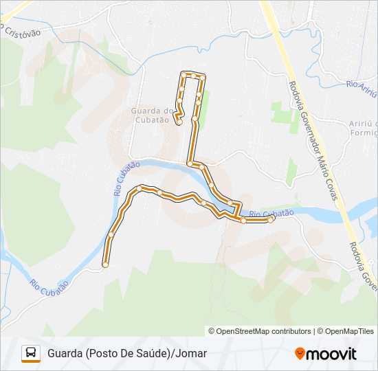 Mapa da linha 311 FAZENDA JOMAR/ARIRIU FORMIGA (BALDEAÇÃO) de ônibus