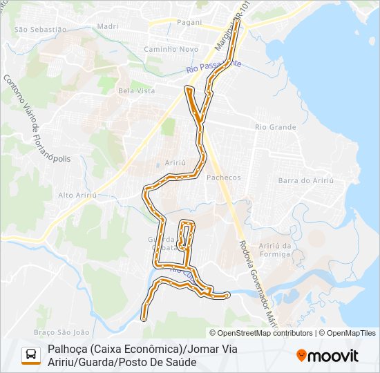 Mapa da linha 311 FAZENDA JOMAR/ARIRIU FORMIGA (BALDEAÇÃO) de ônibus