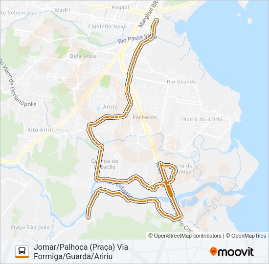 Mapa da linha 311 FAZENDA JOMAR/ARIRIU FORMIGA (BALDEAÇÃO) de ônibus