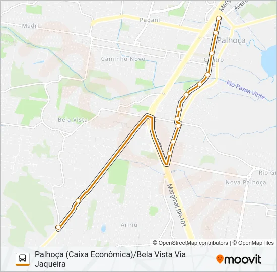 4039 JAQUEIRA/PALHOÇA (PRAÇA) VIA BELA VISTA Bus Line Map