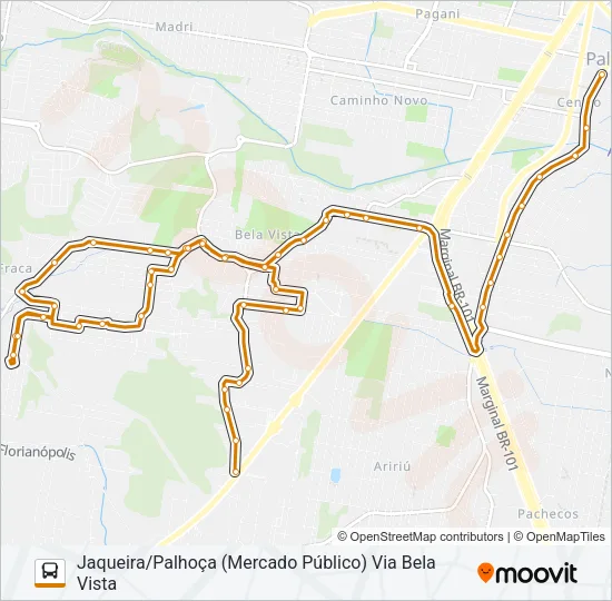 4039 JAQUEIRA/PALHOÇA (PRAÇA) VIA BELA VISTA Bus Line Map
