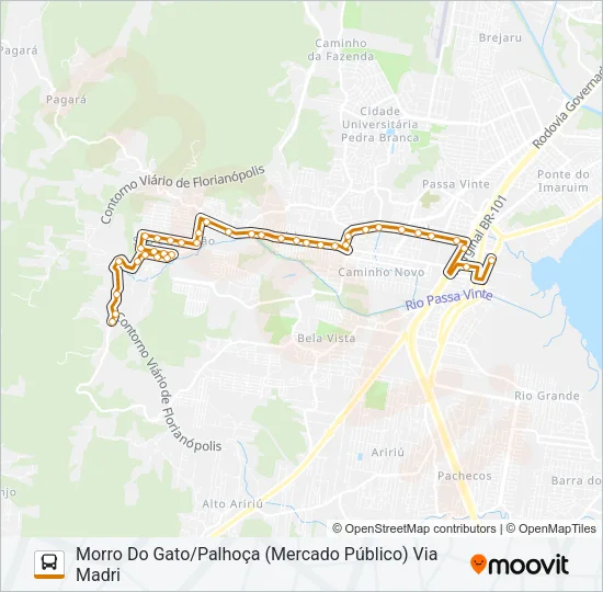 5033 MORRO DO GATO/PALHOÇA (PRAÇA) VIA MADRI Bus Line Map