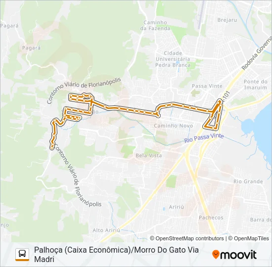 5033 MORRO DO GATO/PALHOÇA (PRAÇA) VIA MADRI Bus Line Map