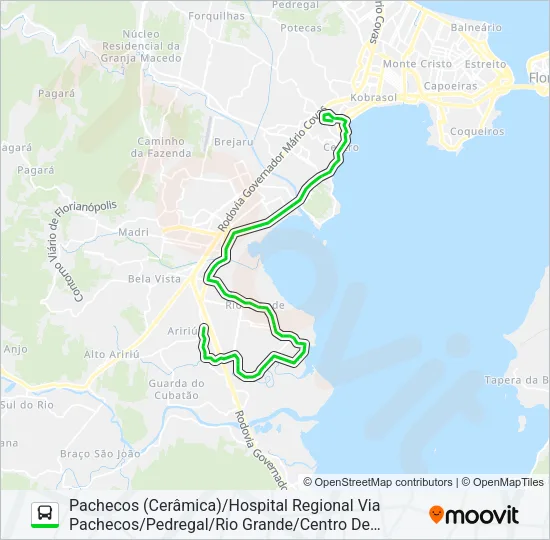 0366 BARRA DO ARIRIU/HOSPITAL REGIONAL SÃO JOSÉ Bus Line Map