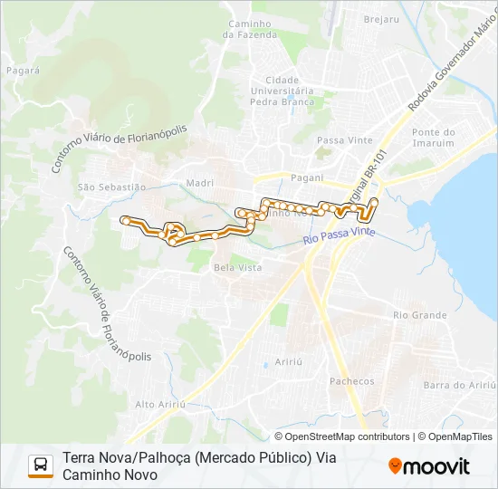 543 TERRA NOVA/PALHOÇA (PRAÇA) VIA CAMINHO NOVO Bus Line Map