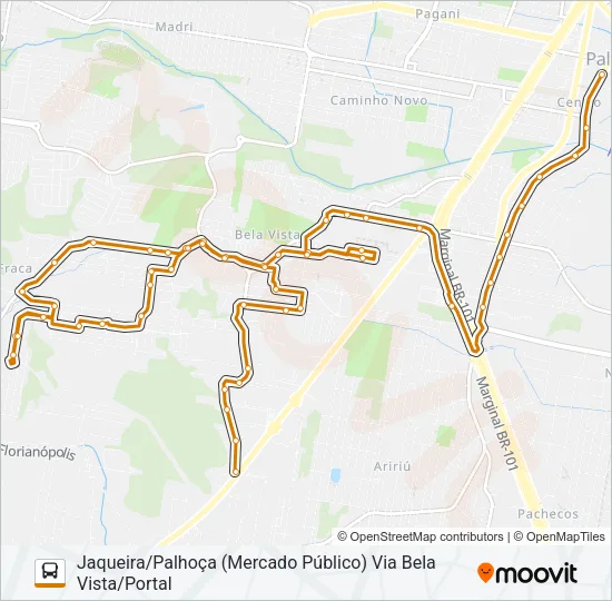 4036 JAQUEIRA/PALHOÇA (PRAÇA) VIA BELA VISTA/PORTAL Bus Line Map