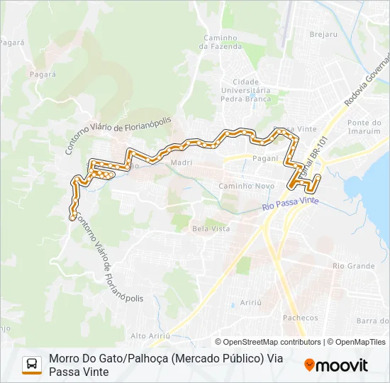 50312 MORRO DO GATO/PALHOÇA (PRAÇA) VIA PASSA VINTE Bus Line Map