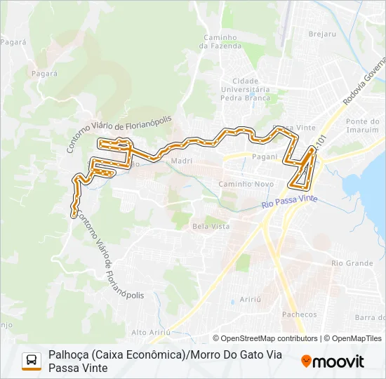 50312 MORRO DO GATO/PALHOÇA (PRAÇA) VIA PASSA VINTE Bus Line Map