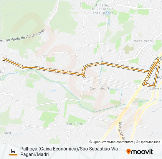 5039 SÃO SEBASTIÃO/PALHOÇA (PRAÇA) VIA MADRI/PAGANI Bus Line Map