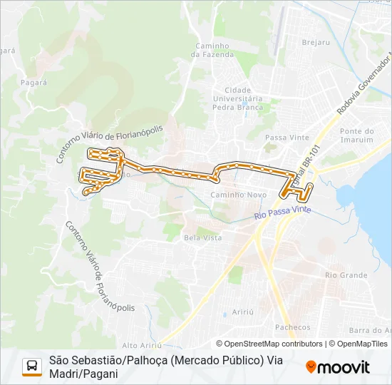 5039 SÃO SEBASTIÃO/PALHOÇA (PRAÇA) VIA MADRI/PAGANI Bus Line Map