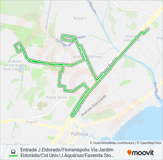 6531 CIDADE UNIVERSITÁRIA PEDRA BRANCA/FLORIANÓPOLIS Bus Line Map
