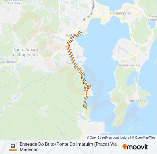 Mapa da linha 13 ENSEADA DO BRITO/PONTE DO IMARUIM (PRAÇA) (URBANA) de ônibus