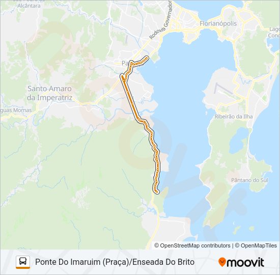 Mapa da linha 13 ENSEADA DO BRITO/PONTE DO IMARUIM (PRAÇA) (URBANA) de ônibus