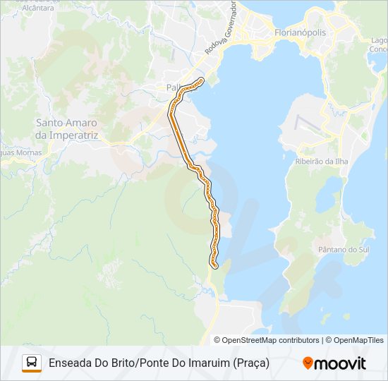 Mapa da linha 13 ENSEADA DO BRITO/PONTE DO IMARUIM (PRAÇA) (URBANA) de ônibus
