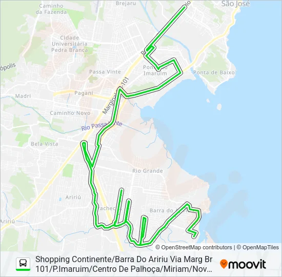 11320 BARRA DO ARIRIU/SHOPPING CONTINENTE VIA PACHECOS Bus Line Map