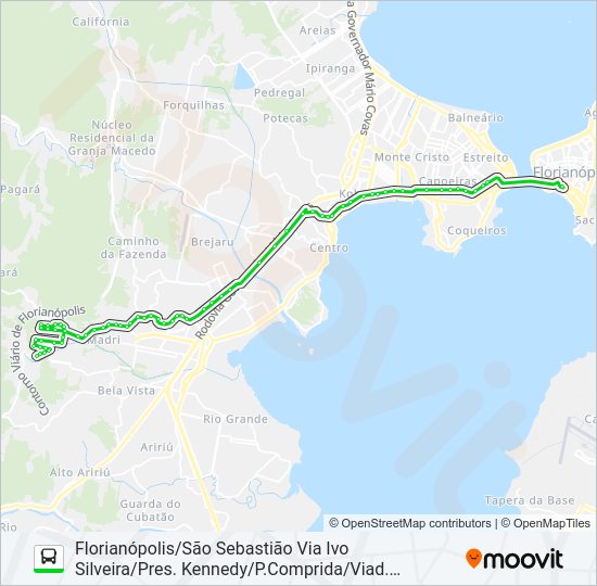 Mapa da linha 0242 SÃO SEBASTIÃO/FLORIANÓPOLIS VIA PASSA VINTE/MARGINAL BR 101/VIA EXPRESSA de ônibus