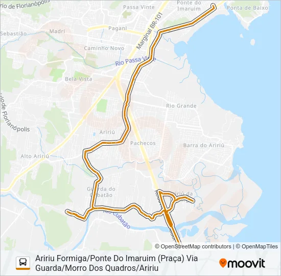 3035 ARIRIU FORMIGA/PONTE DO IMARUIM (PRAÇA) VIA GUARDA/MORRO DOS QUADROS/ARIRIU Bus Line Map