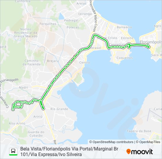 71614 BELA VISTA/FLORIANÓPOLIS VIA PORTAL/MARGINAL BR 101/VIA EXPRESSA/IVO SILVEIRA bus Line Map