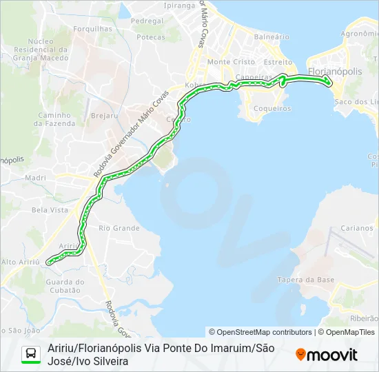 0355 ARIRIU/FLORIANÓPOLIS VIA CENTRO DE PALHOÇA/PONTE DO IMARUIM/SÃO JOSÉ/IVO SILVEIRA Bus Line Map