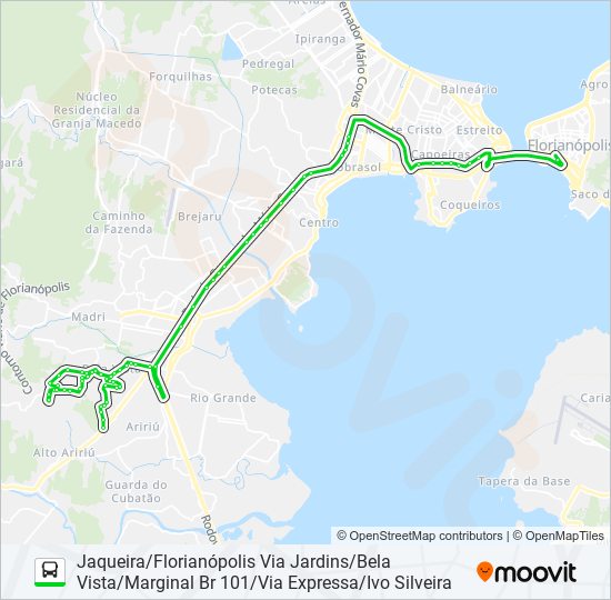 71603 JAQUEIRA/FLORIANÓPOLIS VIA JARDINS/BELA VISTA/MARGINAL BR 101/VIA EXPRESSA/IVO SILVEIRA bus Line Map