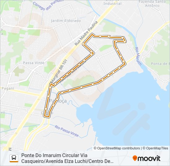 720 PONTE DO IMARUIM CIRCULAR VIA CASQUEIRO/AVENIDA ELZA LUCHI/CENTRO DE PALHOÇA/RETA DO PATURAL bus Line Map