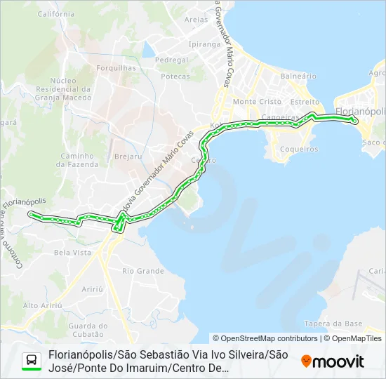 0246 SÃO SEBASTIÃO/FLORIANÓPOLIS VIA MADRI/PAGANI/CENTRO DE PALHOÇA/PONTE DO IMARUIM/SÃO JOSÉ/IVO SI Bus Line Map