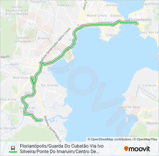 0352 GUARDA/FLORIANÓPOLIS VIA FORMIGA/GUARDA/ARIRIU/CENTRO DE PALHOÇA/PONTE DO IMARUIM/SÃO JOSÉ/IVO Bus Line Map