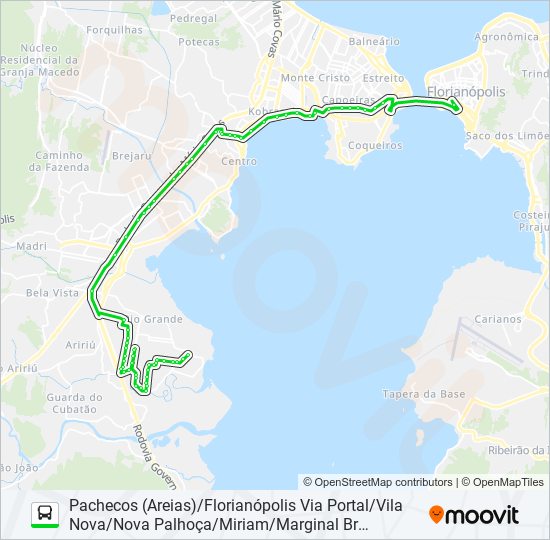 0367 PACHECOS (AREIAS)/FLORIANÓPOLIS VIA PORTAL/VILA NOVA/NOVA PALHOÇA/MIRIAM/MARGINAL BR 101/HOSPIT bus Line Map