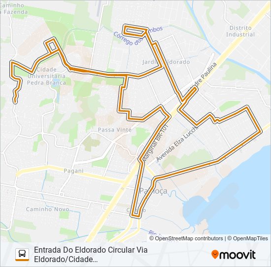 62014 ENTRADA DO ELDORADO CIRCULAR VIA ELDORADO/CIDADE UNIVERSITÁRIA/J.AQUÁRIUS/PALHOÇA/P.IMARUIM/EL bus Line Map