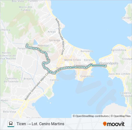 Mapa da linha 131 L. CENIRO MARTINS VIA JD. DAS PALMEIRAS de ônibus