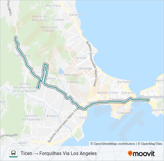 Mapa da linha 039 FORQUILHAS VIA LOS ANGELES de ônibus