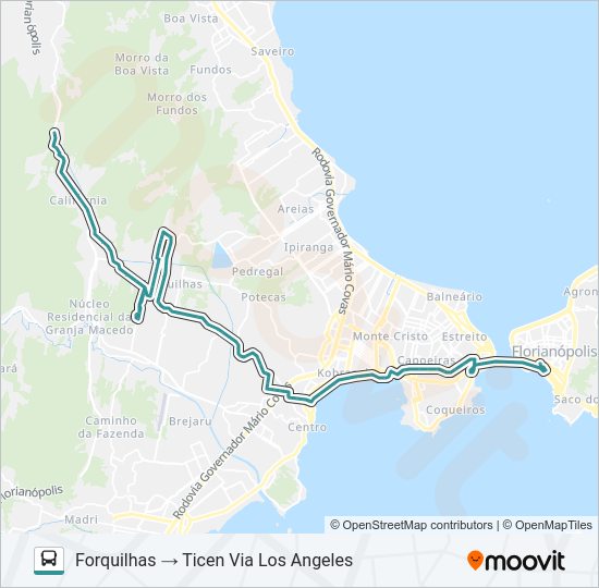 Mapa da linha 039 FORQUILHAS VIA LOS ANGELES de ônibus