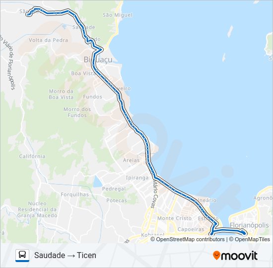 Mapa da linha 44303 SAUDADE de ônibus