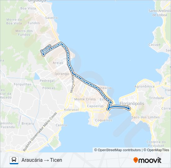 Mapa da linha 11302 ARAUCÁRIA de ônibus