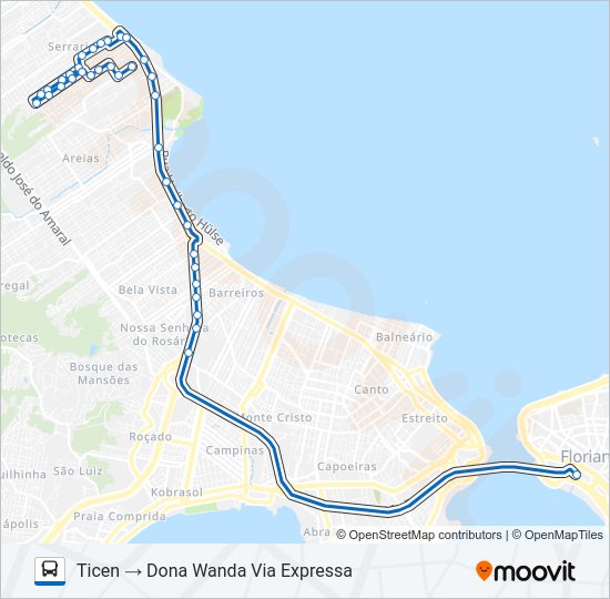 Mapa da linha 43402 DONA WANDA de ônibus