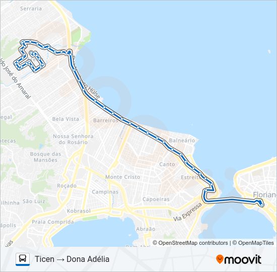 Mapa da linha 9900 DONA ADÉLIA de ônibus