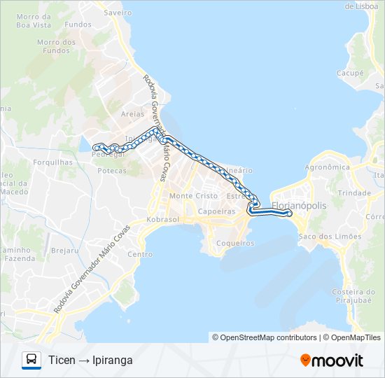 Mapa da linha 10400 BAIRRO IPIRANGA de ônibus